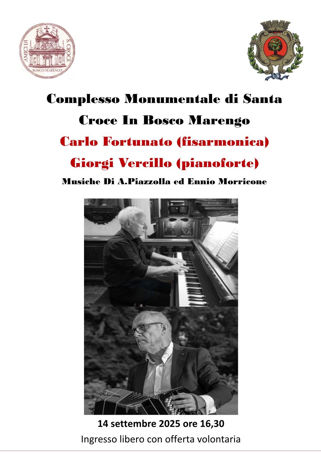 Locandina concerto maestri Vercillo e Fortunato