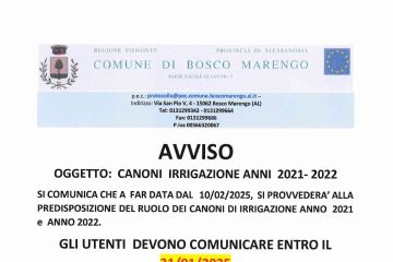 Canoni irrigazione anni 2021-2022