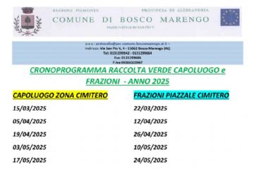 Cronoprogramma Raccolta Verde - ANNO 2025