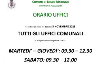 Nuovi Orari Uffici Comunali