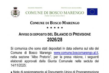 Avviso di deposito bilancio di previsione